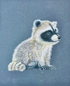 Baby Raccoon • Hand Drawn Pastel Pencil Illustration • Glass Ornament • 3.5"
