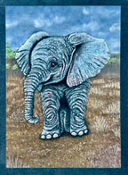 Baby Elephant Giclee Print Hand Drawn Pastel Art 10x12 - 8x10 Print Area Signed and Numbered