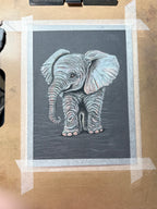 Baby Elephant Giclee Print Hand Drawn Pastel Art 10x12 - 8x10 Print Area Signed and Numbered