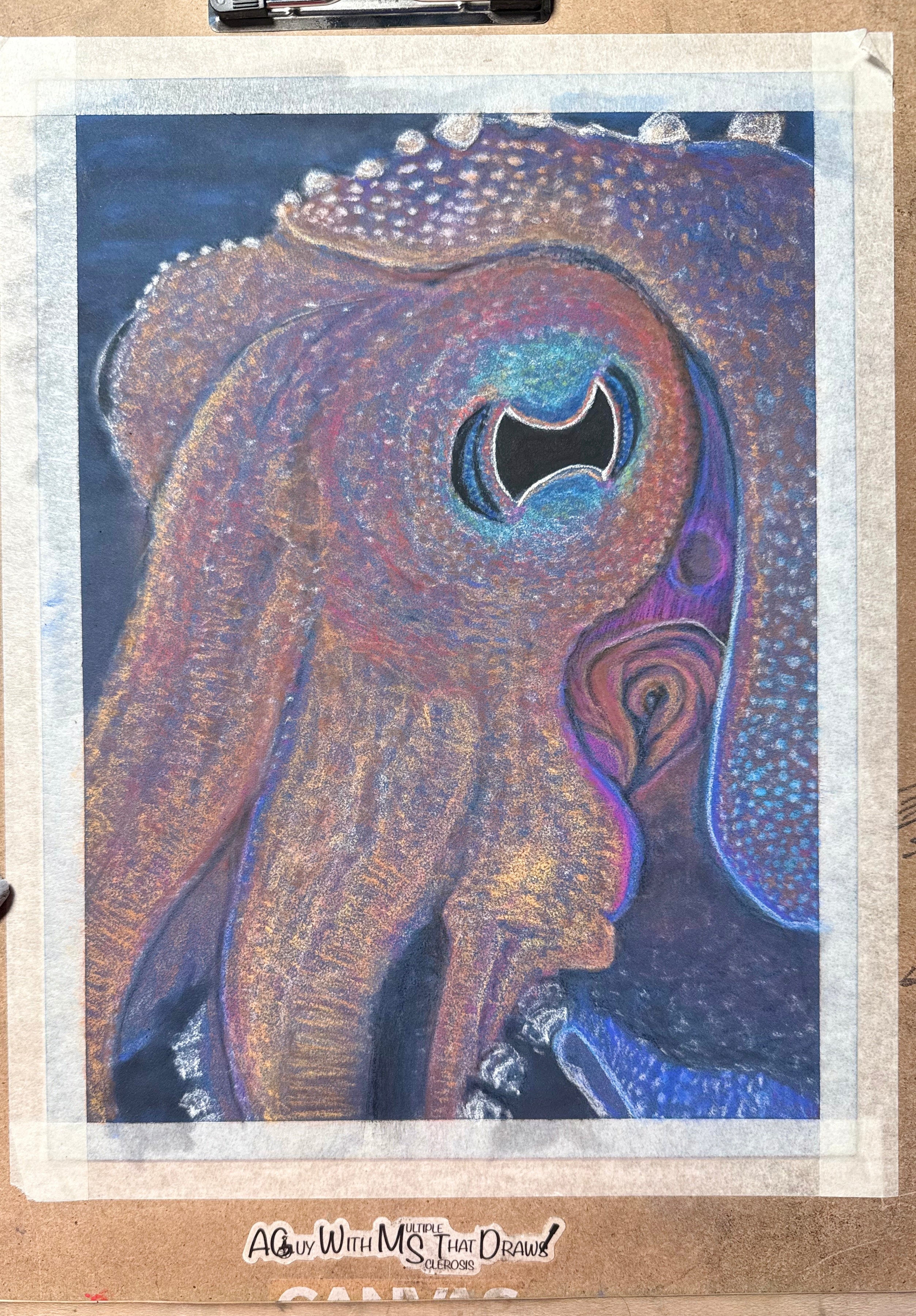 Squid Eye - Giclee Print Hand Drawn Pastel Art 10x12 Signed and Numbered