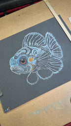 Mandarin Fish • Hand Drawn Pastel Pencil Illustration • Glass Ornament • 3.5"
