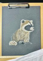 Baby Raccoon • Hand Drawn Pastel Pencil Illustration • Glass Ornament • 3.5"