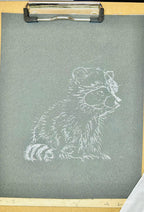 Baby Raccoon • Hand Drawn Pastel Pencil Illustration • Glass Ornament • 3.5"