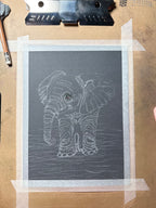 Baby Elephant Giclee Print Hand Drawn Pastel Art 10x12 - 8x10 Print Area Signed and Numbered