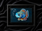 Mandarin Fish • Hand Drawn Original Pastel Pencil Drawing • 7x9.5