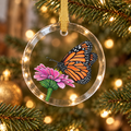 Monarch Butterfly • Hand Drawn Pastel Pencil Illustration • Glass Ornament • 3.5"