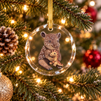 Tapir • Hand Drawn Pastel Pencil Illustration • Glass Ornament • 3.5"