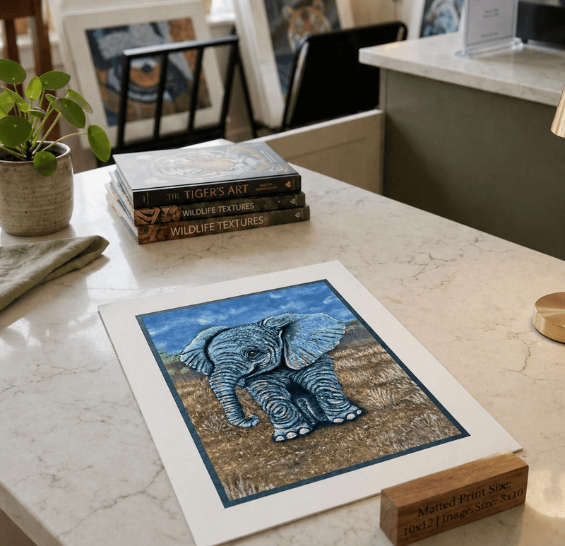 Baby Elephant • Hand Drawn Limited Edition Giclee Print • 10x12 - aGuyWithMSthatDraws