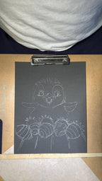 Baby Penguin With Chocolate Covered Strawberries Hand Drawn Pastel Pencil Art Print Limited Edition 8x10 - aGuyWithMSthatDraws