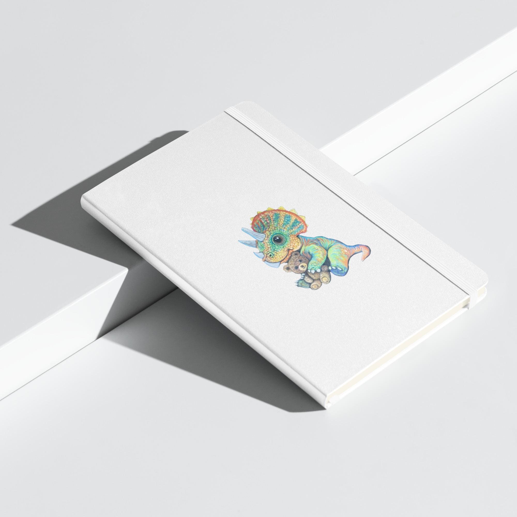 Baby Triceratops Hardcover Notebook With Pastel Doodle Art And Teddy Bear Illustration - aGuyWithMSthatDraws