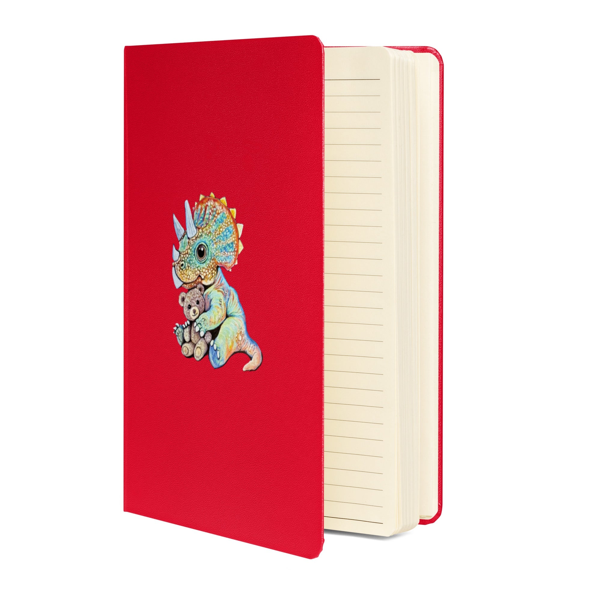 Baby Triceratops Hardcover Notebook With Pastel Doodle Art And Teddy Bear Illustration - aGuyWithMSthatDraws
