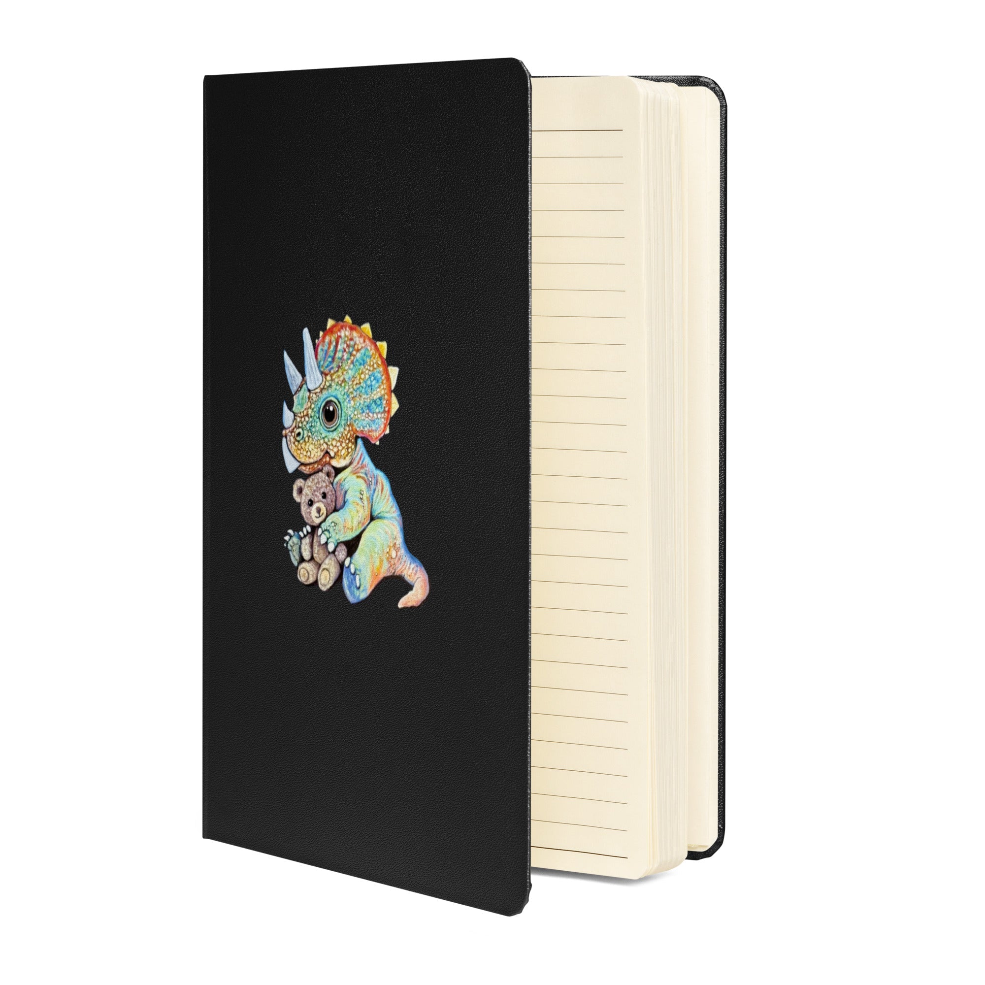 Baby Triceratops Hardcover Notebook With Pastel Doodle Art And Teddy Bear Illustration - aGuyWithMSthatDraws