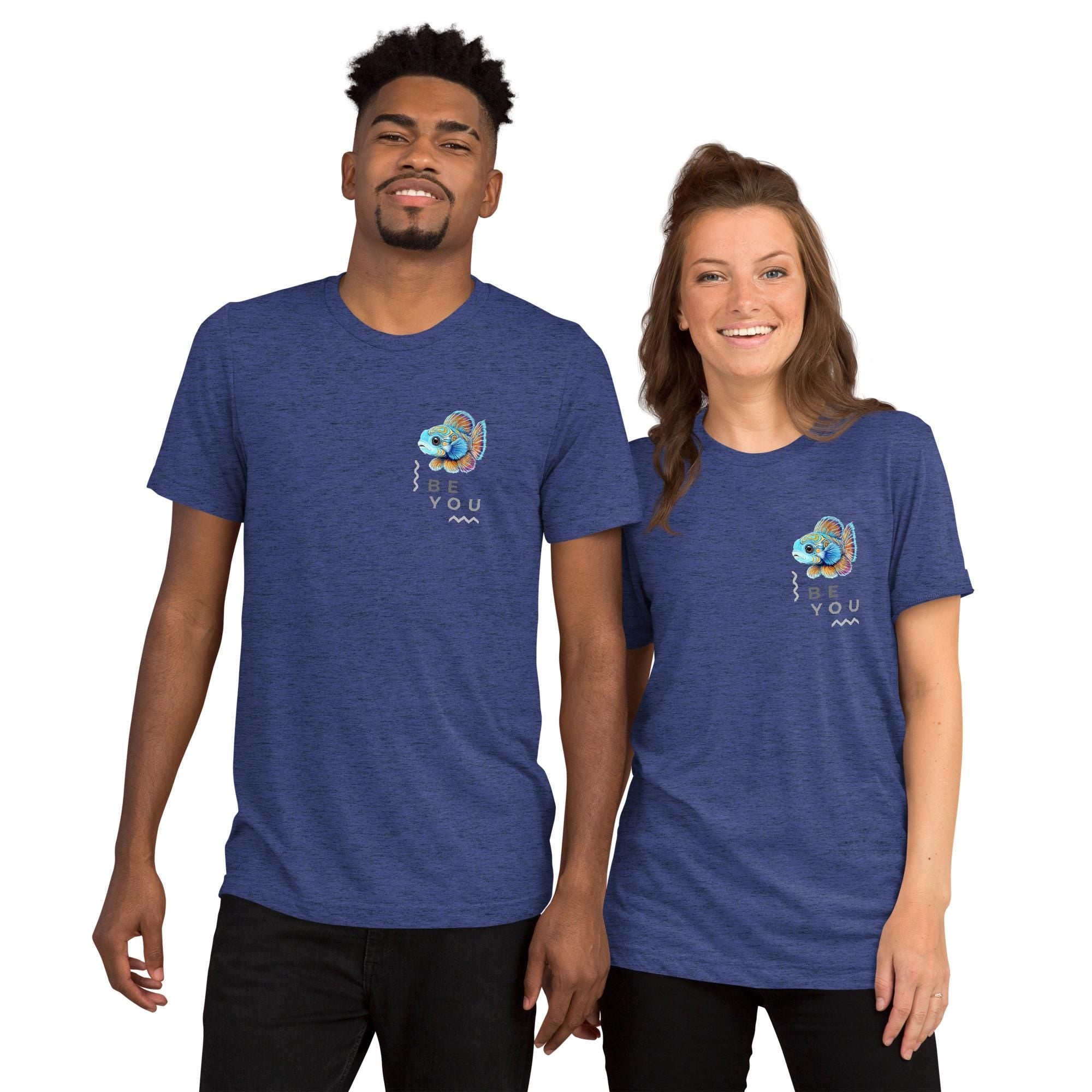 Be You - Mandarin Fish Shirt Triblend Tee With Hand Drawn Pastel Illustration Animal Art Tee - aGuyWithMSthatDraws