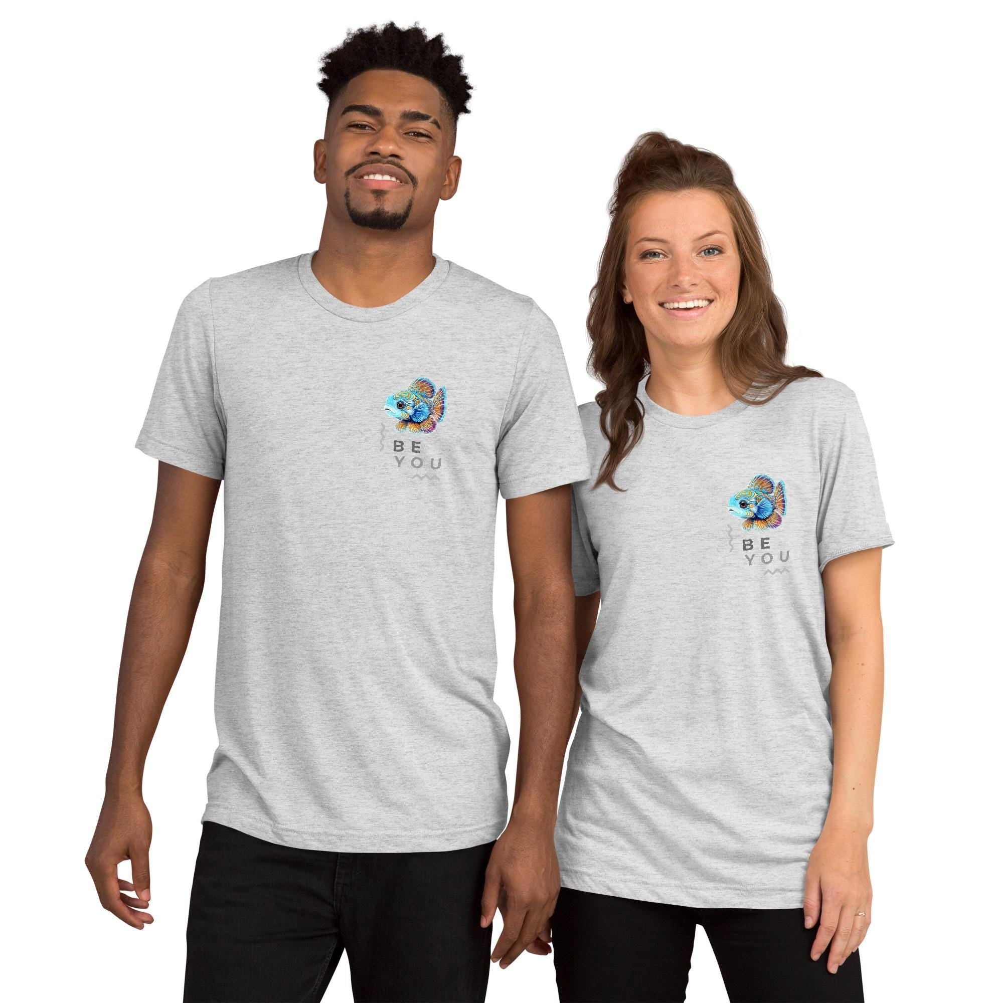 Be You - Mandarin Fish Shirt Triblend Tee With Hand Drawn Pastel Illustration Animal Art Tee - aGuyWithMSthatDraws