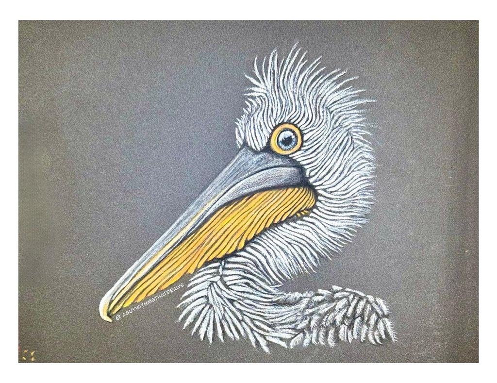 Be You Pelican Mug Whimsical Animal Art Cup Hand Drawn With Pastel Pencil Detail Colorful Handle And Interior Ceramic - aGuyWithMSthatDraws