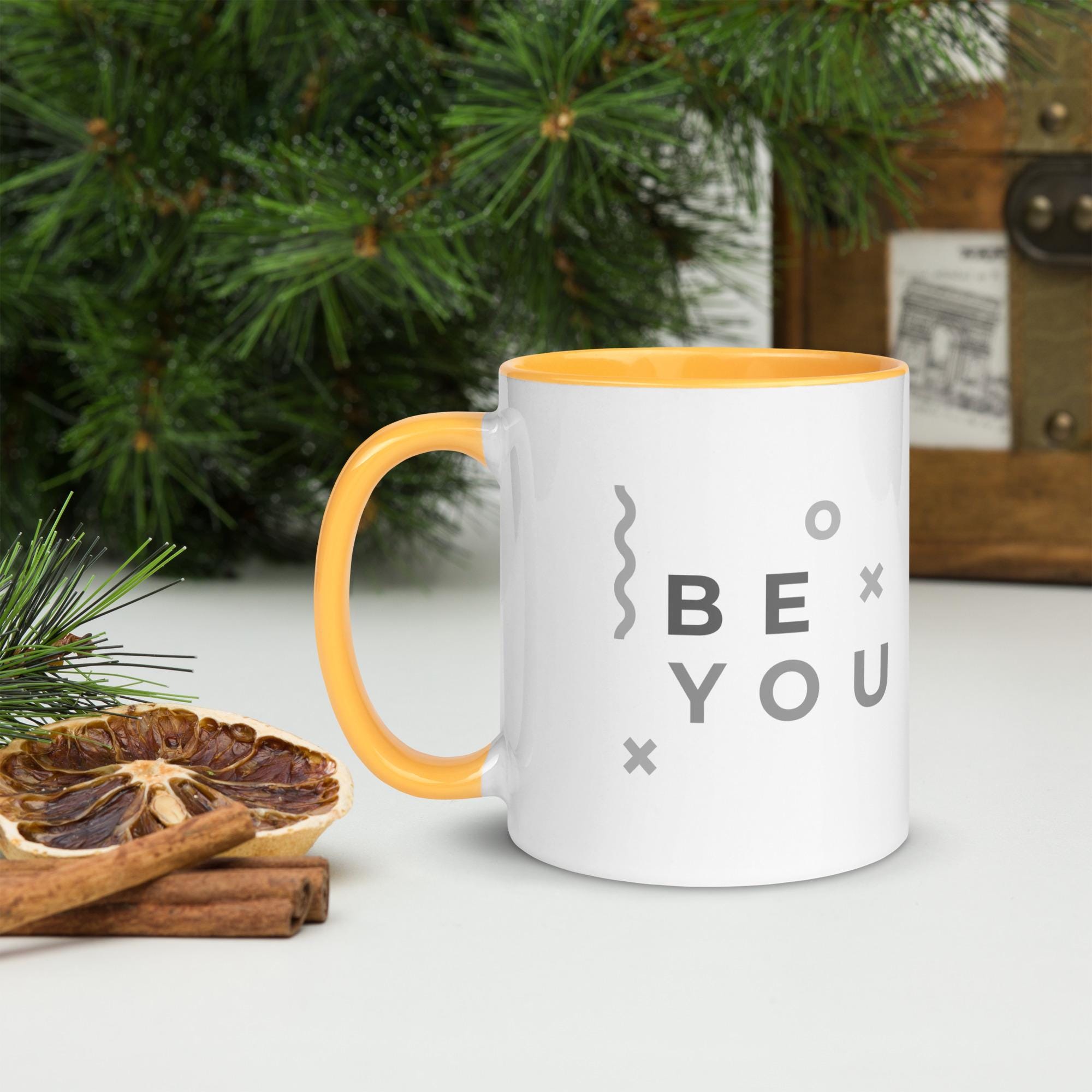 Be You Pelican Mug Whimsical Animal Art Cup Hand Drawn With Pastel Pencil Detail Colorful Handle And Interior Ceramic - aGuyWithMSthatDraws