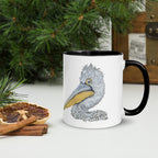 Be You Pelican Mug Whimsical Animal Art Cup Hand Drawn With Pastel Pencil Detail Colorful Handle And Interior Ceramic - aGuyWithMSthatDraws