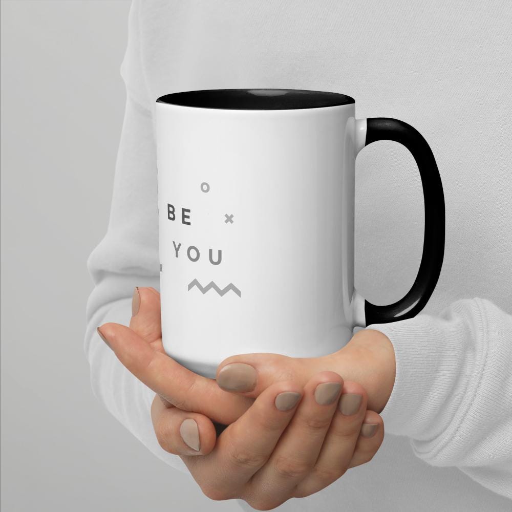 Blue Footed Booby Ceramic Mug 11 Oz Bird Art Coffee Cup With Colorful Handle And Interior Be You Collection - aGuyWithMSthatDraws