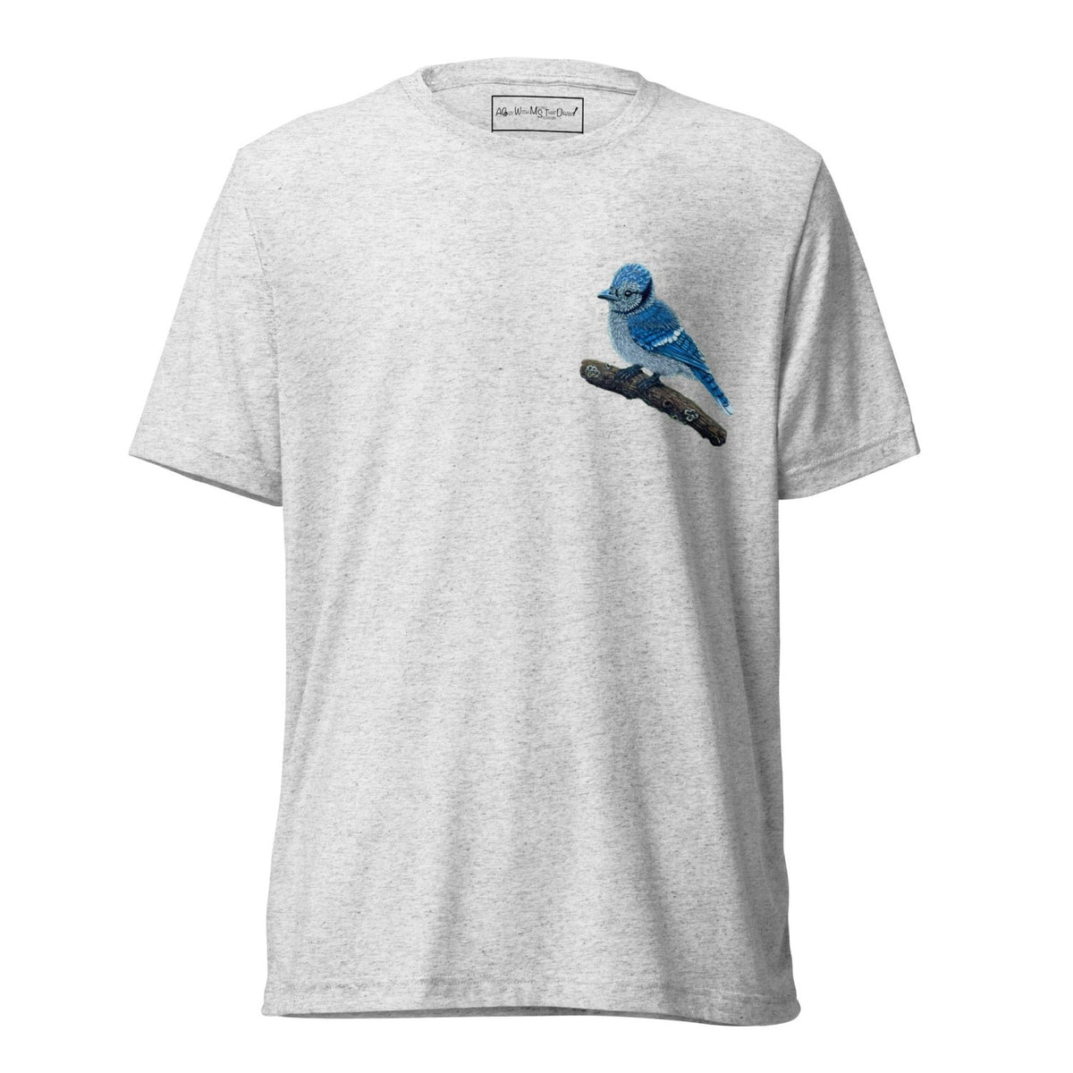 Blue Jay Wildlife Art T-Shirt • Hand Drawn Bird Illustration • Unisex Tri-Blend - aGuyWithMSthatDraws