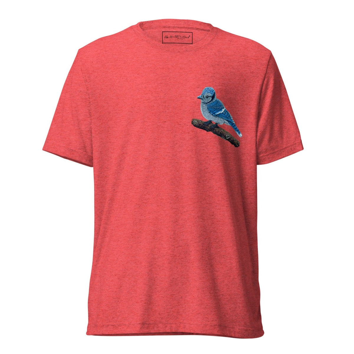 Blue Jay Wildlife Art T-Shirt • Hand Drawn Bird Illustration • Unisex Tri-Blend - aGuyWithMSthatDraws