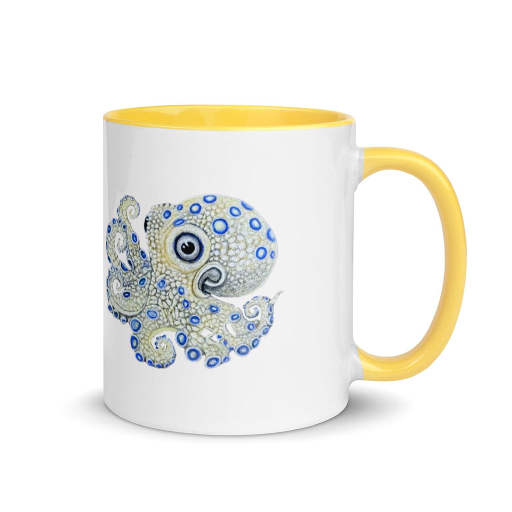 Blue Ringed Octopus Mug Hand Drawn Ocean Art Coffee Cup For Marine Life Lovers Ceramic Drinkware - aGuyWithMSthatDraws