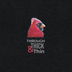 Cardinal MS Awareness Shirt With Red Ribbon Design For Multiple Sclerosis Support And Through Thick And Thin - aGuyWithMSthatDraws