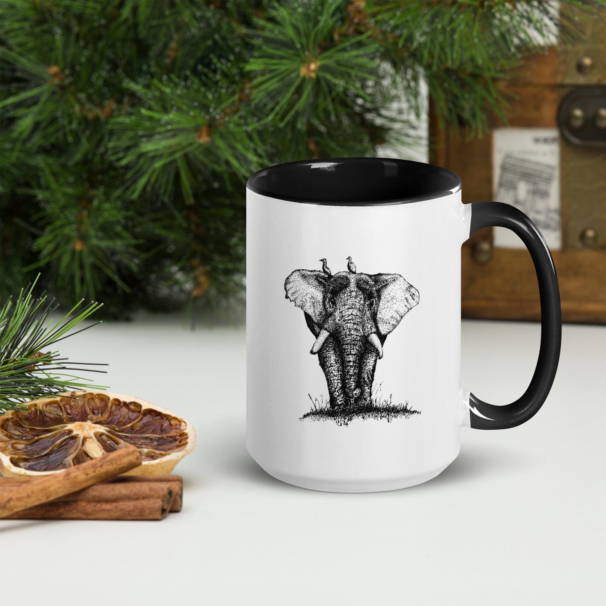 Elephant Ink • Hand Drawn Ceramic Mug • 11oz & 15oz - aGuyWithMSthatDraws