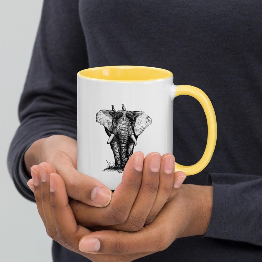 Elephant Ink • Hand Drawn Ceramic Mug • 11oz & 15oz - aGuyWithMSthatDraws