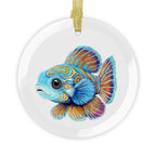 Five 3.5 inch glass ornaments with my hand drawn pastel pencil mandarin fish