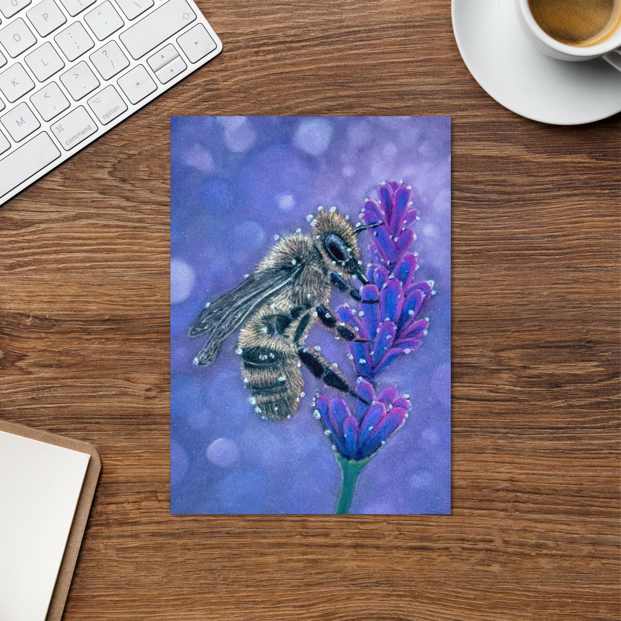 Handmade Bee Greeting Card With Pastel Artwork And Nature Inspired Blank 4x6 Inch Card For Birthdays And Thank You Notes - aGuyWithMSthatDraws
