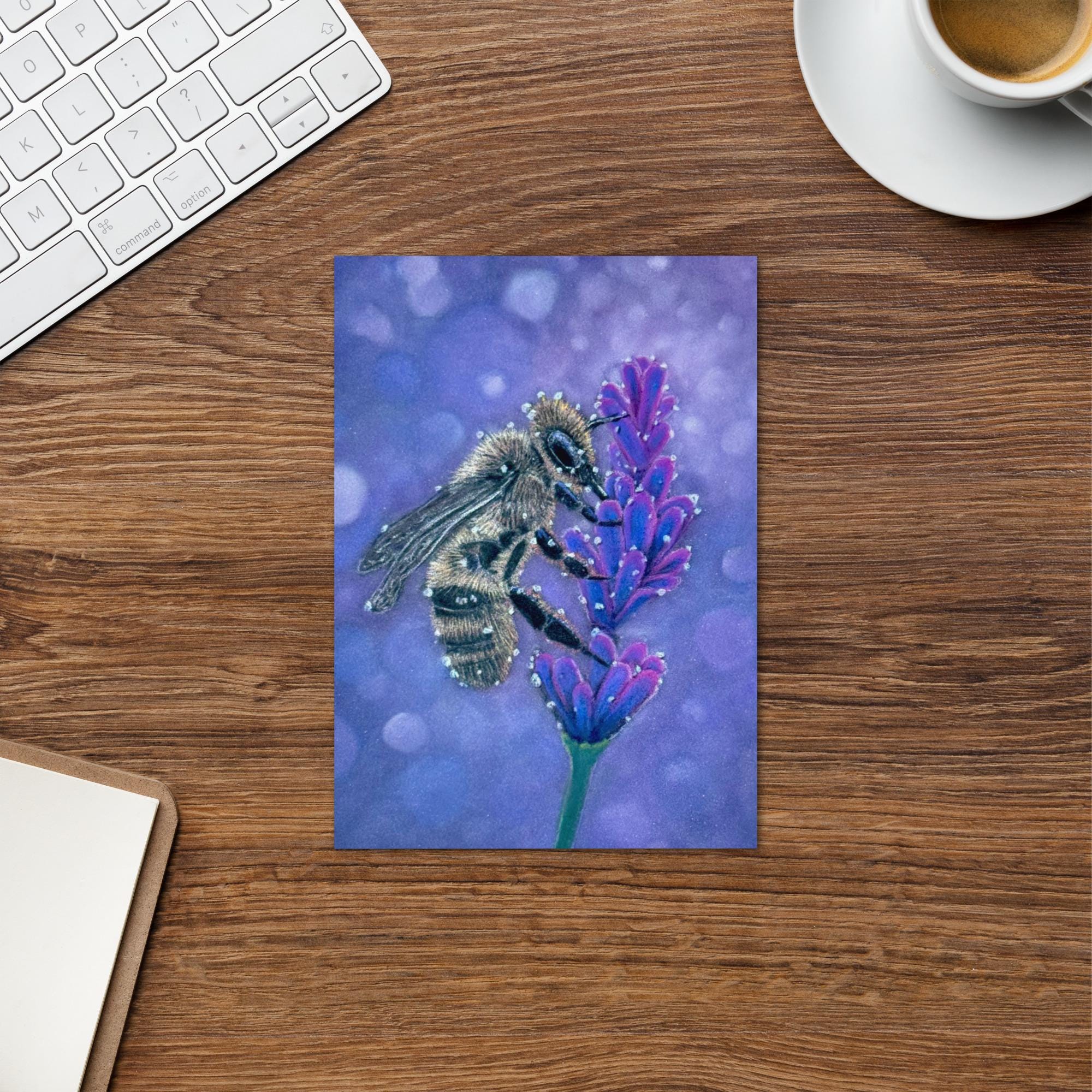 Handmade Bee Greeting Card With Pastel Artwork And Nature Inspired Blank 4x6 Inch Card For Birthdays And Thank You Notes - aGuyWithMSthatDraws