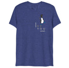 Navy triblend t-shirt featuring Be You in bold text with a detailed illustration of a blue-footed booby. Soft, lightweight fabric with a comfortable fit, showcasing lifelike textures in the artwork.