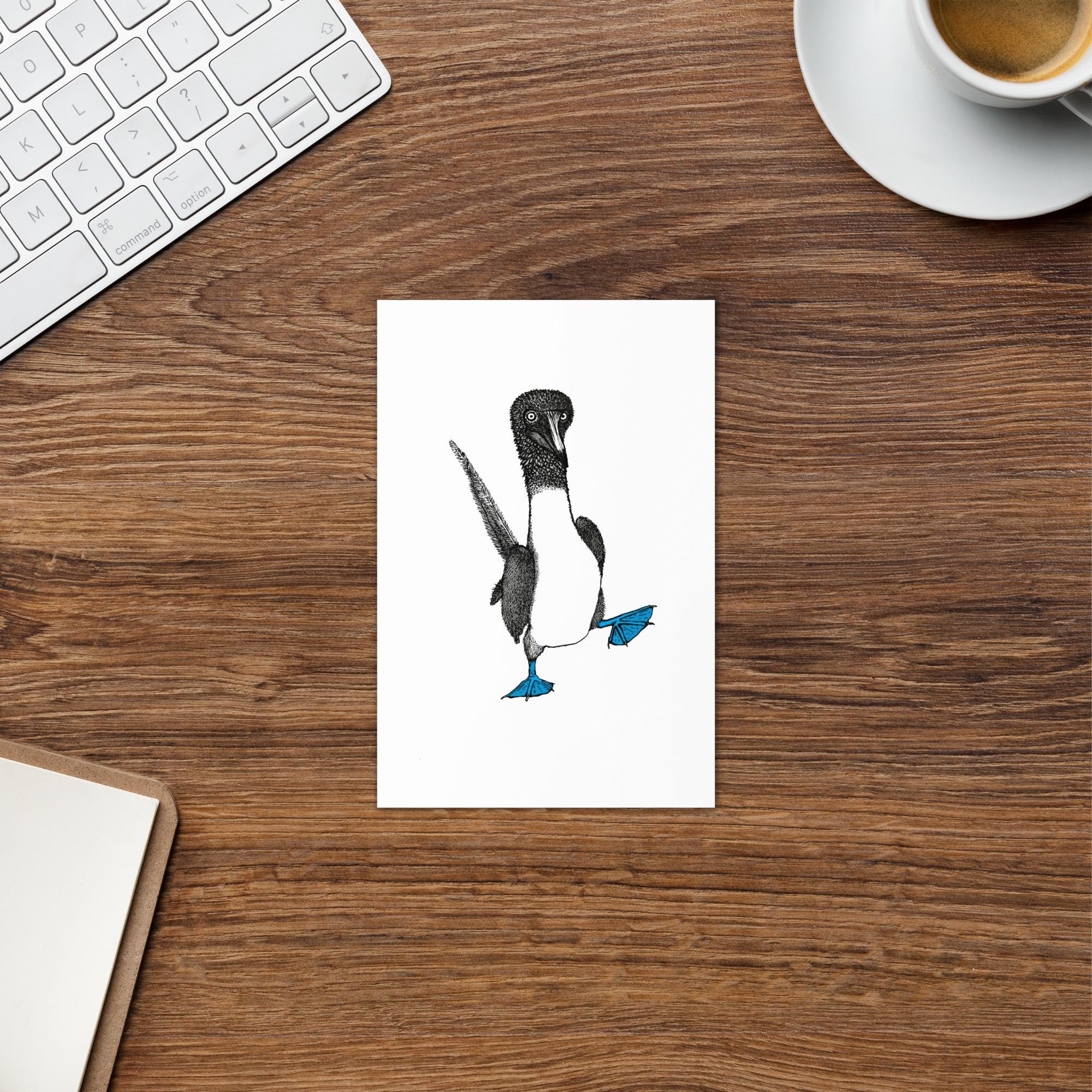 Blue-Footed Booby Greeting Card – Blank Inside – Nature Bird Art Card