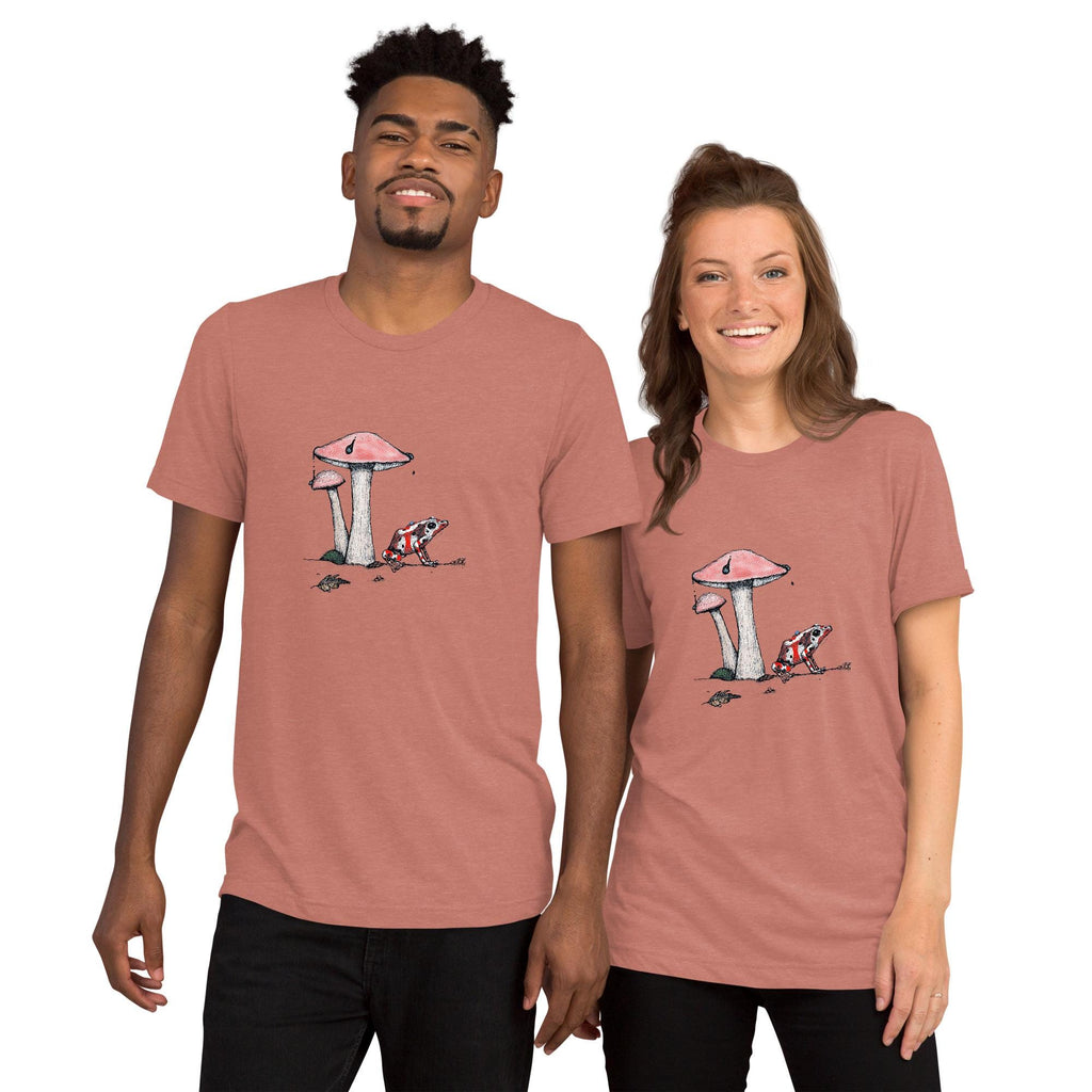 Poison Dart Frog & Mushroom T-Shirt | Bella + Canvas Tri-Blend | Nature Art Tee by aGuyWithMSthatDraws