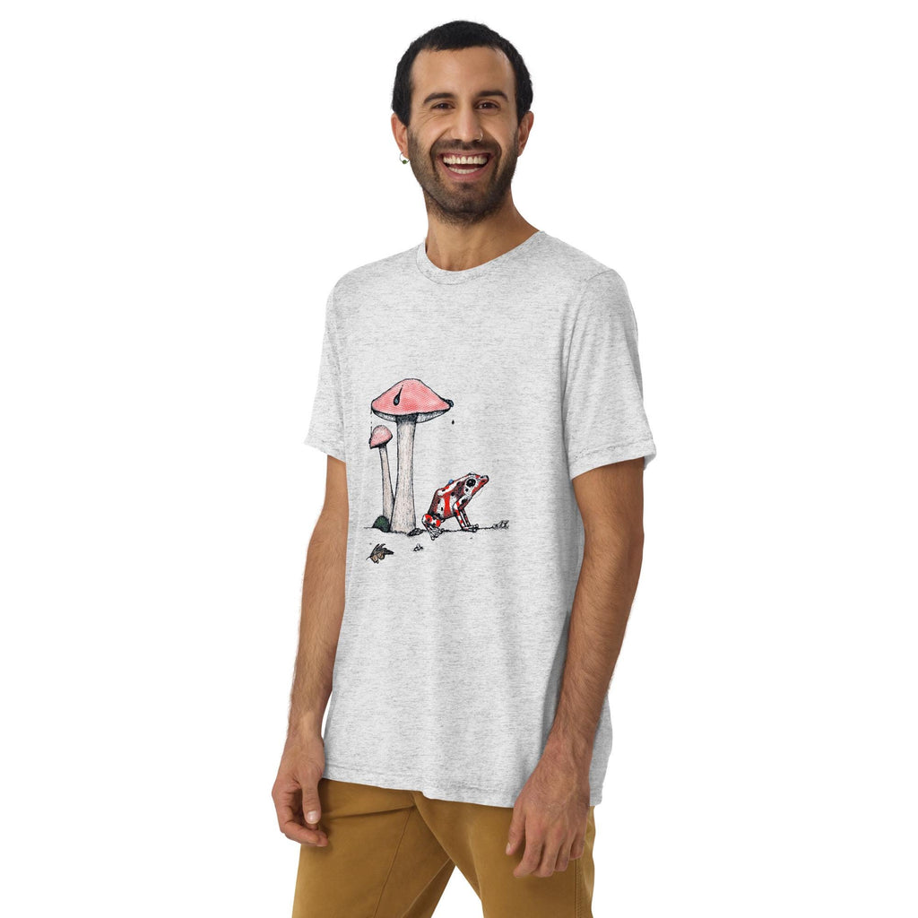 Poison Dart Frog & Mushroom T-Shirt | Bella + Canvas Tri-Blend | Nature Art Tee by aGuyWithMSthatDraws