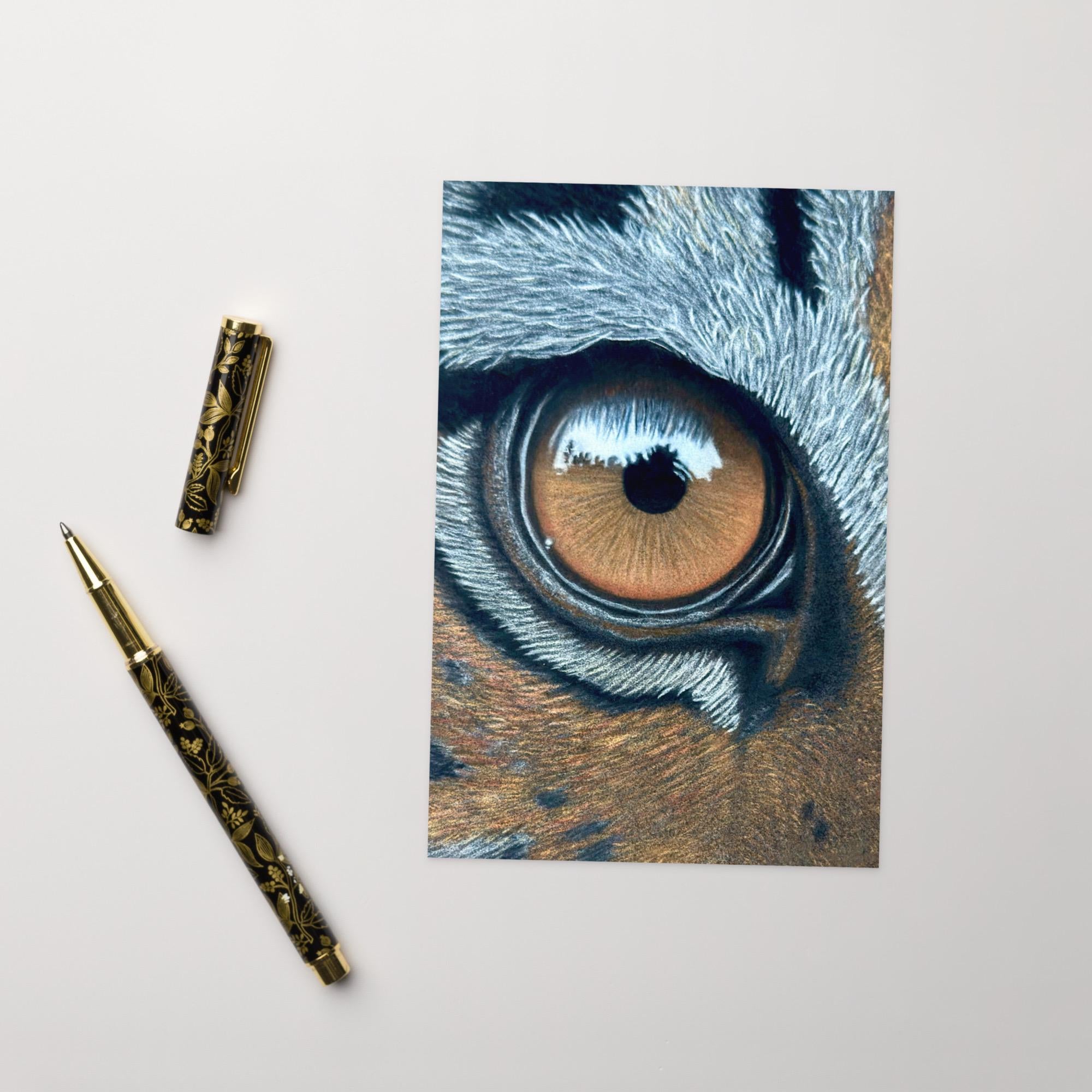 Tiger Eye Greeting Card | Hand Drawn Pastel Pencil Wildlife Art