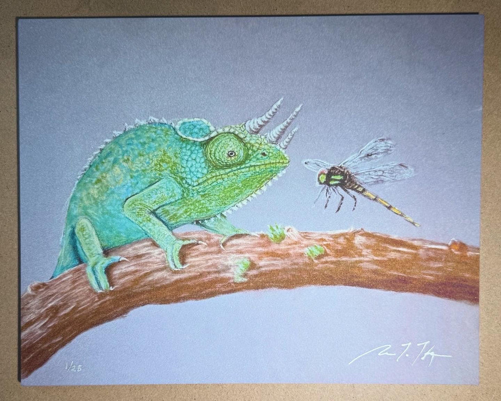 Jackson’s Chameleon • Hand Drawn Limited Edition Print • 8x10 - aGuyWithMSthatDraws