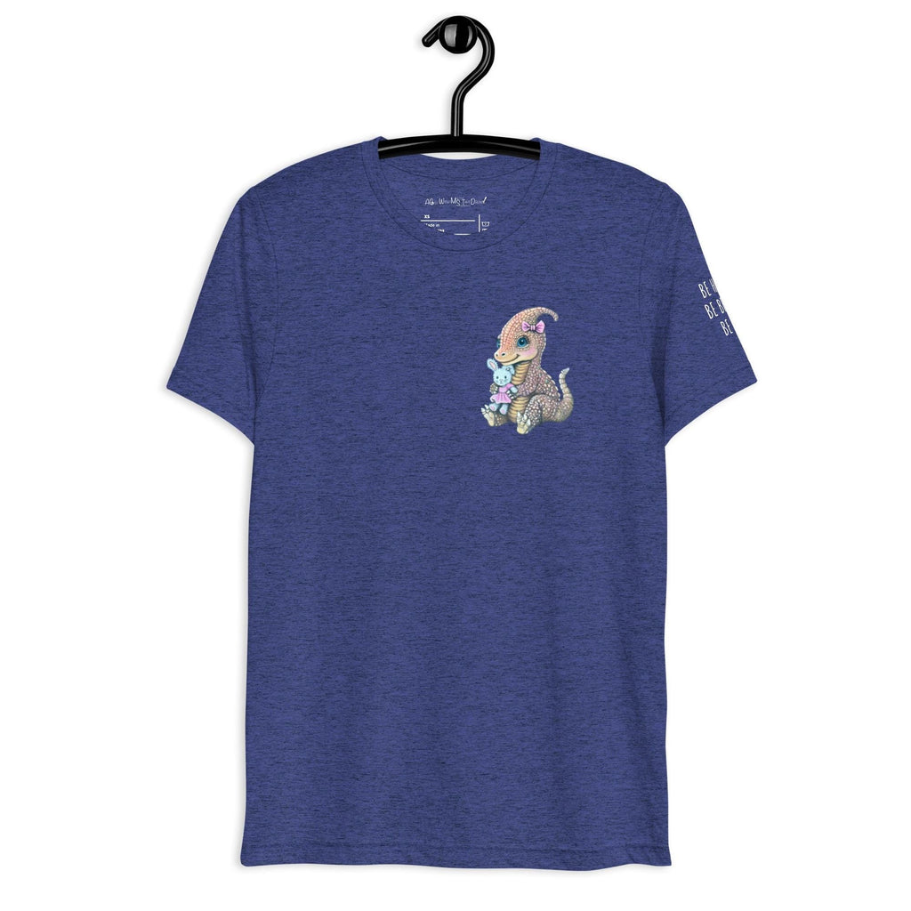Lady Dino Tri - Blend T Shirt With Pastel Triceratops Illustration Soft Vintage Graphic Tee - aGuyWithMSthatDraws