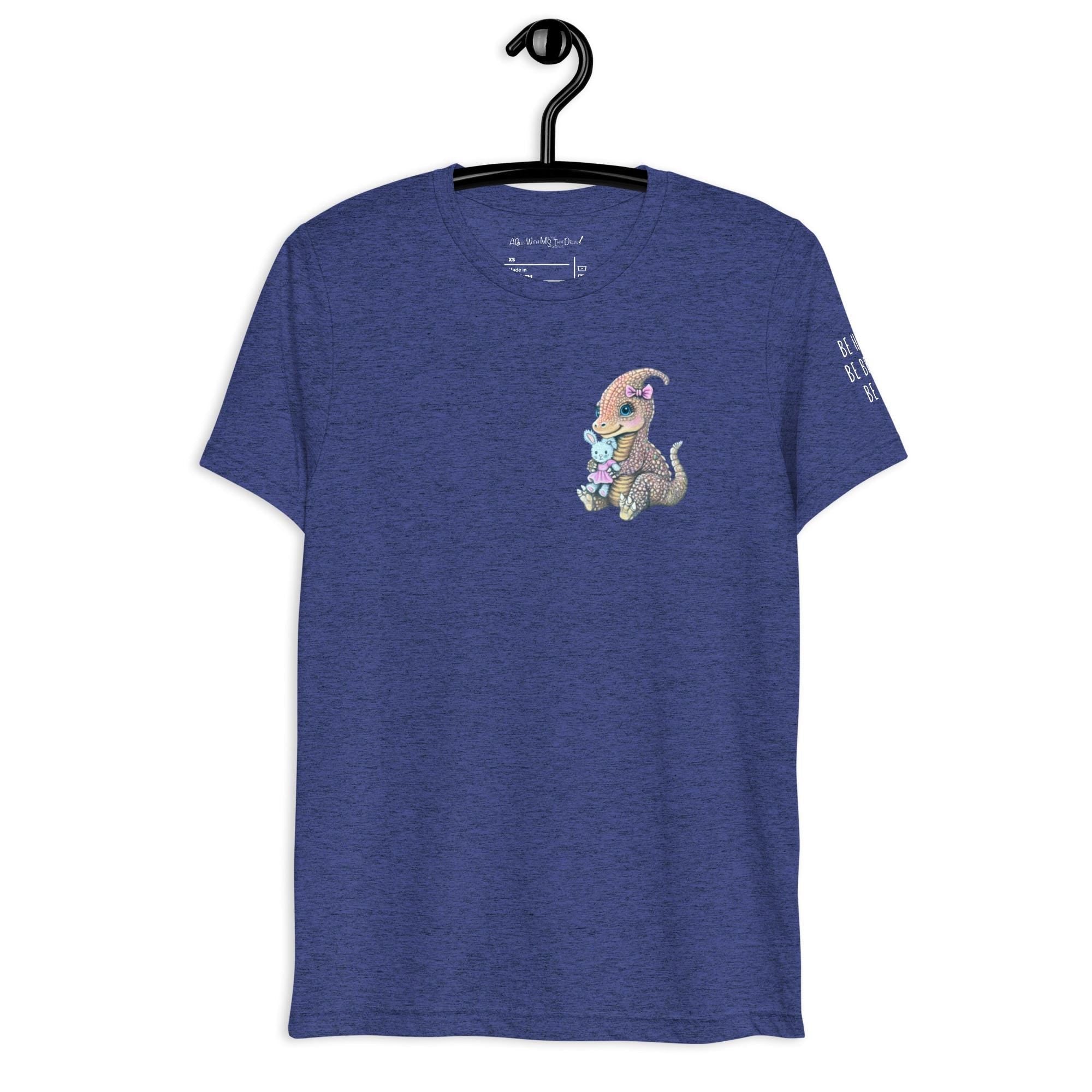 Lady Dino Tri - Blend T Shirt With Pastel Triceratops Illustration Soft Vintage Graphic Tee - aGuyWithMSthatDraws