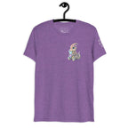 Lady Dino Tri - Blend T Shirt With Pastel Triceratops Illustration Soft Vintage Graphic Tee - aGuyWithMSthatDraws