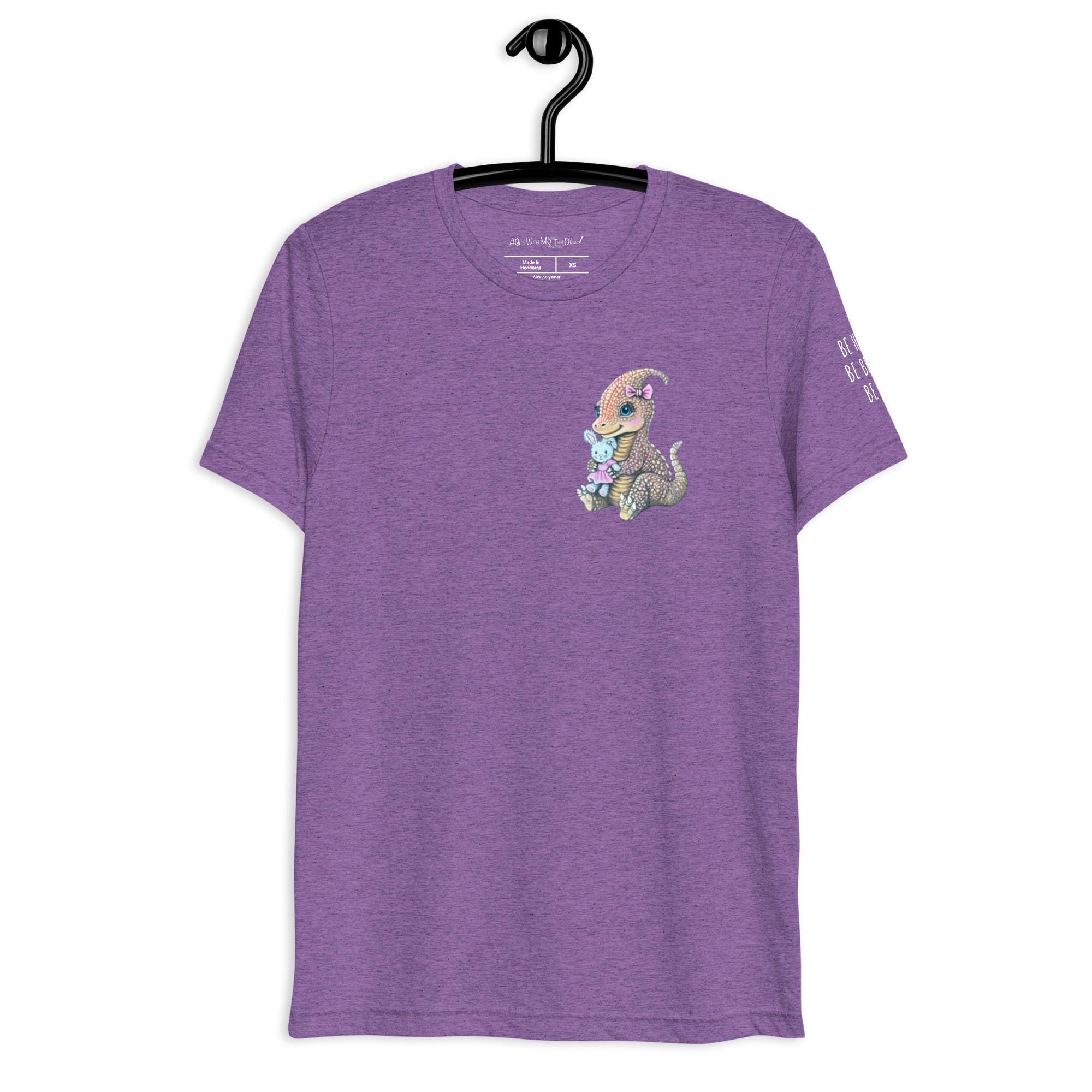 Lady Dino Tri - Blend T Shirt With Pastel Triceratops Illustration Soft Vintage Graphic Tee - aGuyWithMSthatDraws