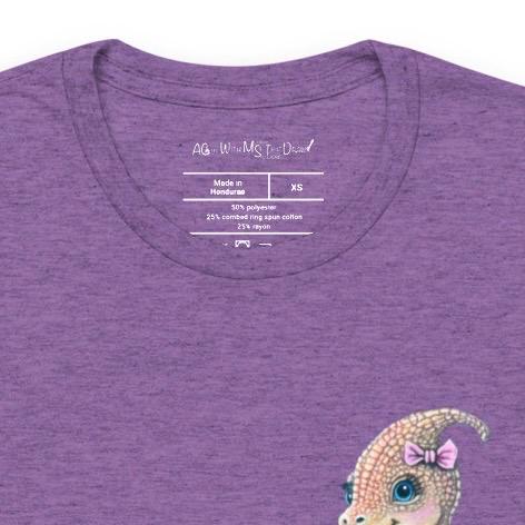 Lady Dino Tri - Blend T Shirt With Pastel Triceratops Illustration Soft Vintage Graphic Tee - aGuyWithMSthatDraws