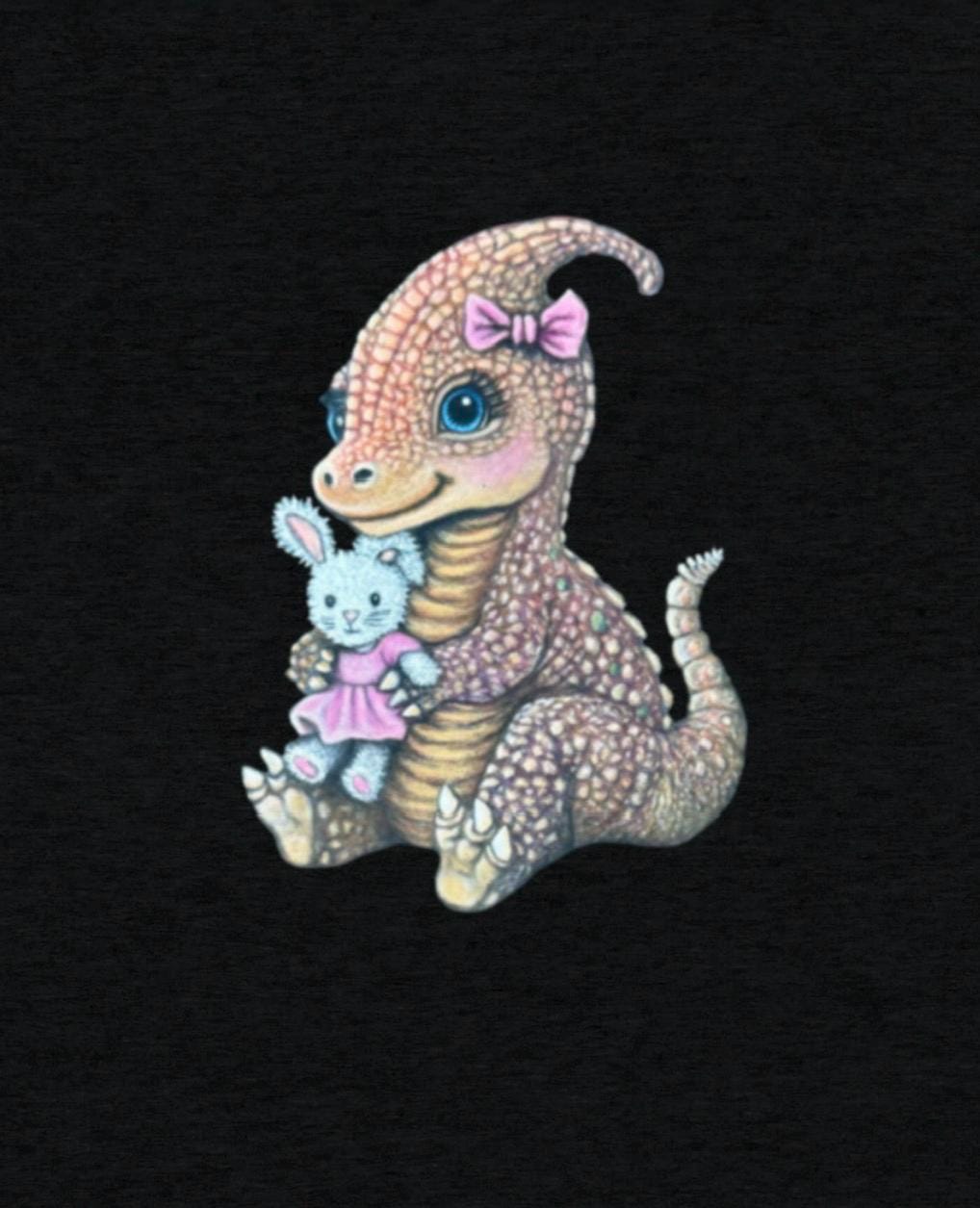 Lady Dino Tri - Blend T Shirt With Pastel Triceratops Illustration Soft Vintage Graphic Tee - aGuyWithMSthatDraws