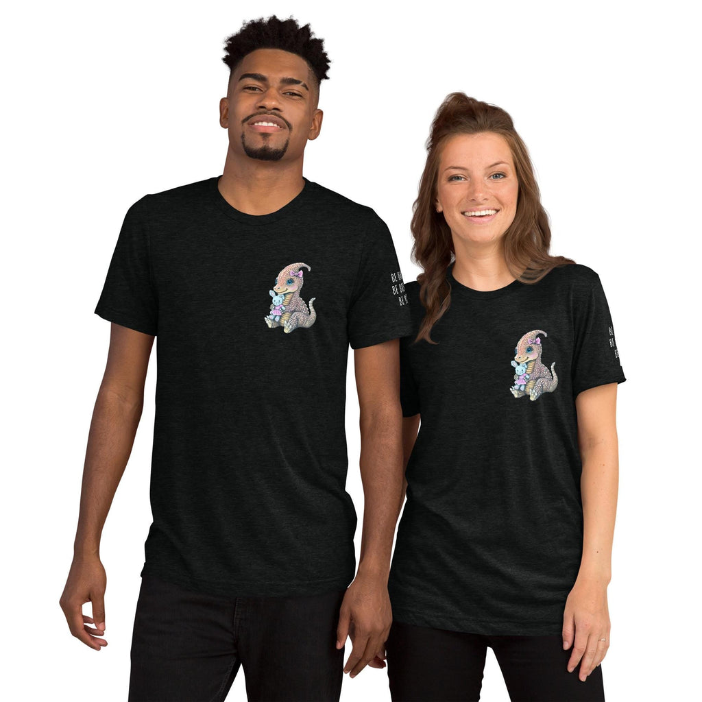 Lady Dino Tri - Blend T Shirt With Pastel Triceratops Illustration Soft Vintage Graphic Tee - aGuyWithMSthatDraws