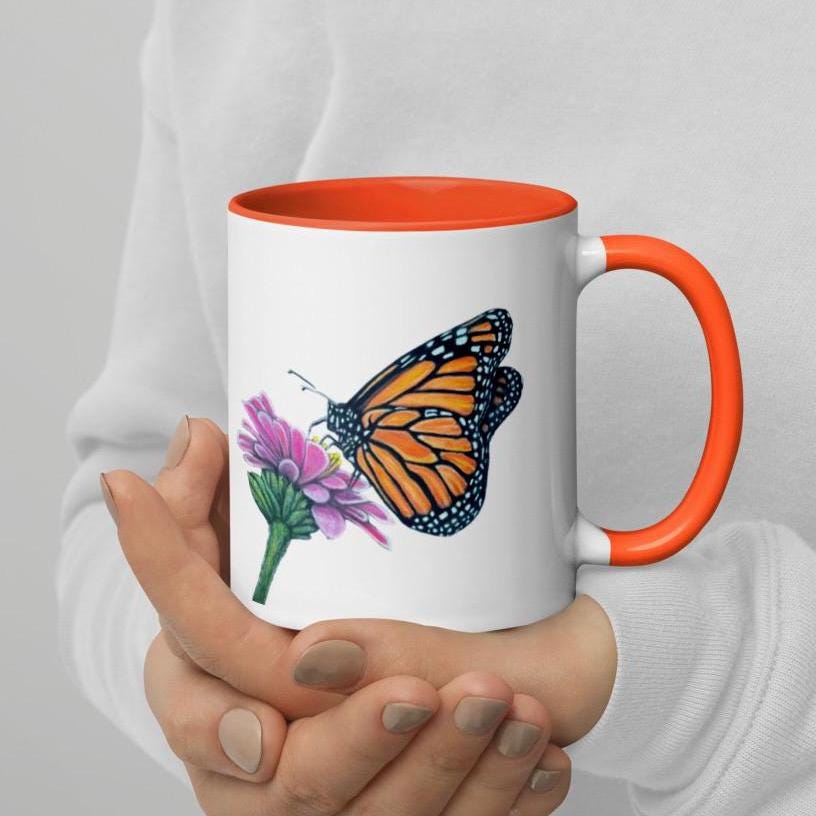 Monarch Butterfly • Hand Drawn Ceramic Mug • 11oz & 15oz - aGuyWithMSthatDraws