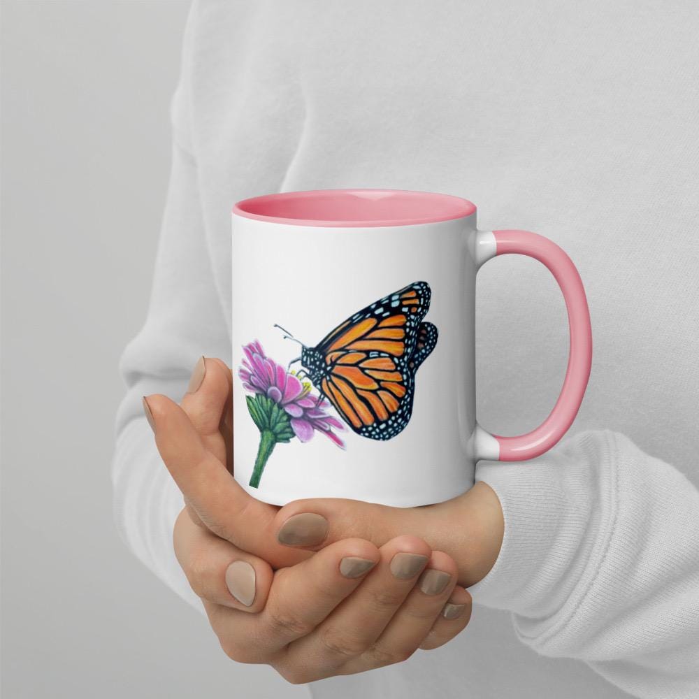 Monarch Butterfly • Hand Drawn Ceramic Mug • 11oz & 15oz - aGuyWithMSthatDraws
