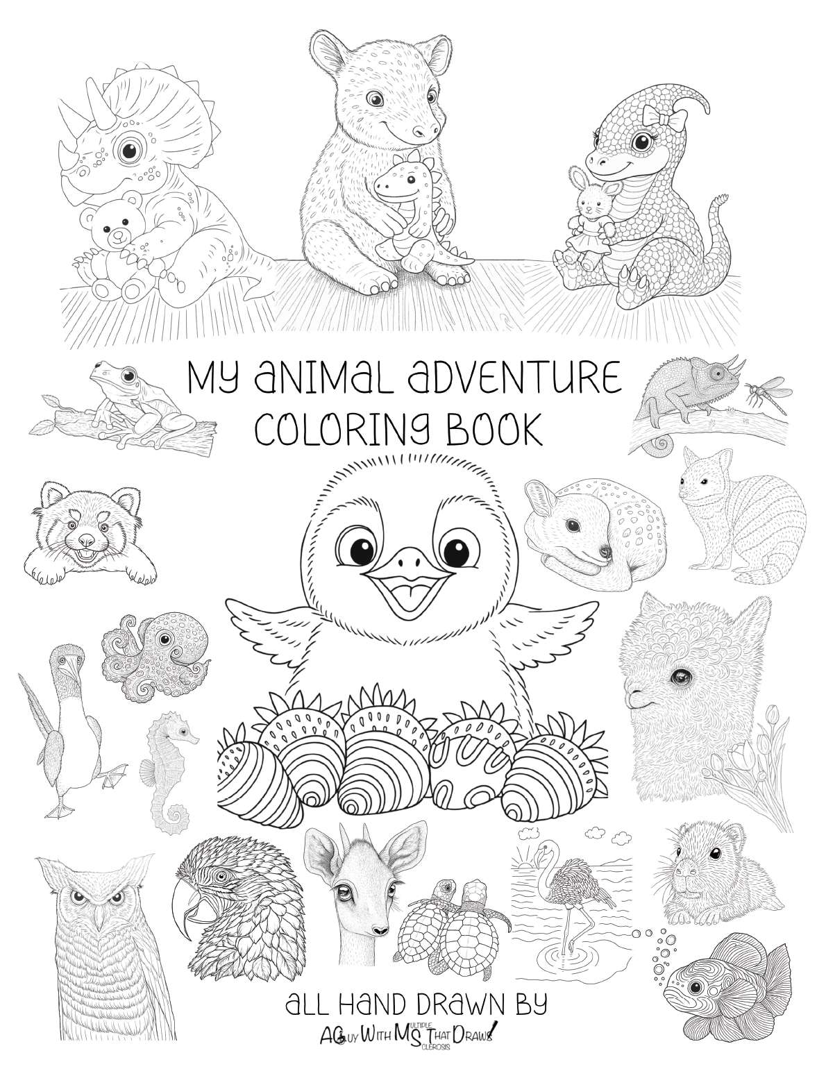 My Animal Adventure Coloring Book - aGuyWithMSthatDraws