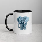 Pastel Elephant Art Mug Hand Drawn Ceramic Coffee Cup With Colorful Handle And Interior Options - aGuyWithMSthatDraws