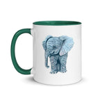 Pastel Elephant Art Mug Hand Drawn Ceramic Coffee Cup With Colorful Handle And Interior Options - aGuyWithMSthatDraws