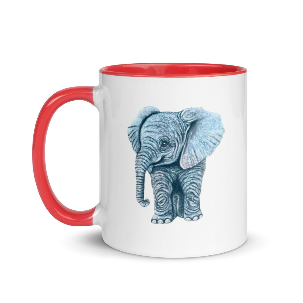 Pastel Elephant Art Mug Hand Drawn Ceramic Coffee Cup With Colorful Handle And Interior Options - aGuyWithMSthatDraws